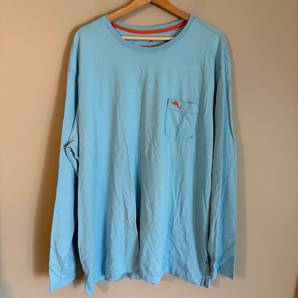 Tommy Bahama 2XL Light Blue Long Sleeve Men's Shirt pima cotton